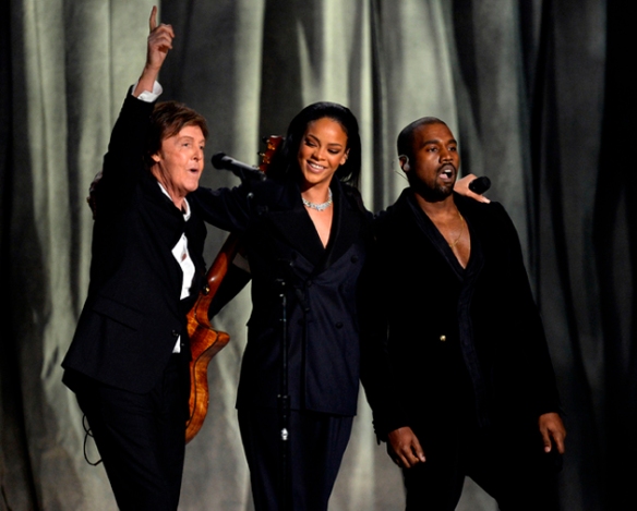 Rihanna, Paul e Kanye./Créditos: site Digital Spy